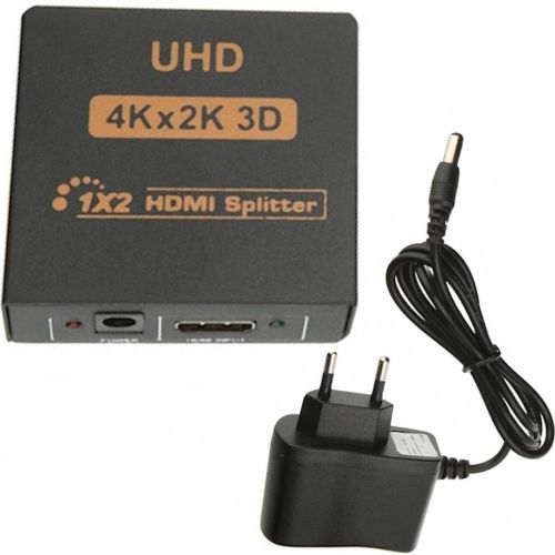 Двонаправлений комутатор розгалужувач відеосигналу Splitter 1x2 OEM HVS01 на 2 HDMI порту з підтримкою 4к, 2k, Активний спліттер 48512 Чорний
