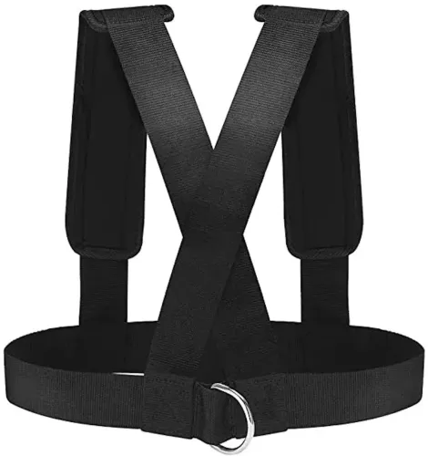 Спортивні ремені для силових тренувань на тіло Fitness Sled Harness жилет упряжка для прискорення з кільцями фітнес ремінь для заняття спортом Чорний