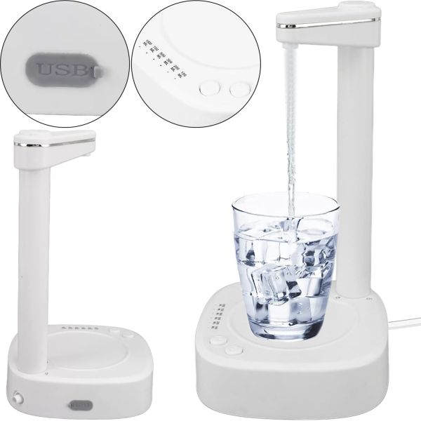Розумний акумуляторний диспенсер дозатор для подачі води Water Dispenser FY-817 з USB зарядкою 1200mAh, Електрична помпа AND537 зі шлангом для бутля Біла