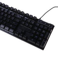 USB дротова геймерська комп'ютерна клавіатура Landslides KR - 6300 з RGB Led підсвічуванням ATLANFA AT-6300, повнорозмірна мембранна Чорна