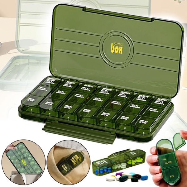 Органайзер для таблеток Portable Pill Box MSK-3516 на 21 комірку, кишеньковий контейнер для зберігання ліків на 7 днів, таблетниця диспенсер на тиждень