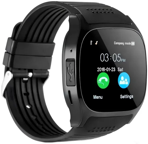 Наручний Смарт годинник Smart Watch T8 Black c камерою, диктофоном і фітнес трекером, акумуляторний розумний Bluetooth годинник з пульсоміром Чорні