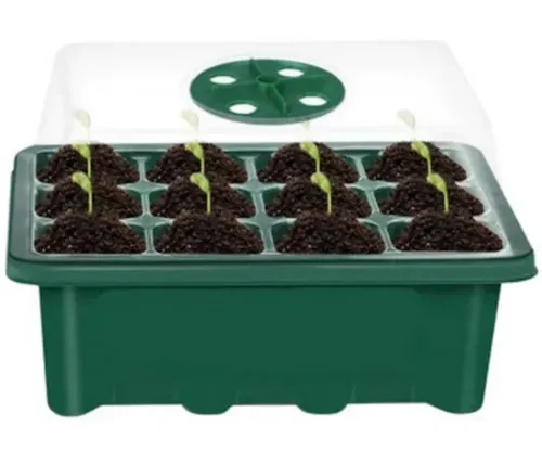 Міні теплиця піддон Starter Germination Kit для вирощування розсади на 12 комірок з регулюванням вологості, Парник для рослин насіння з підставкою