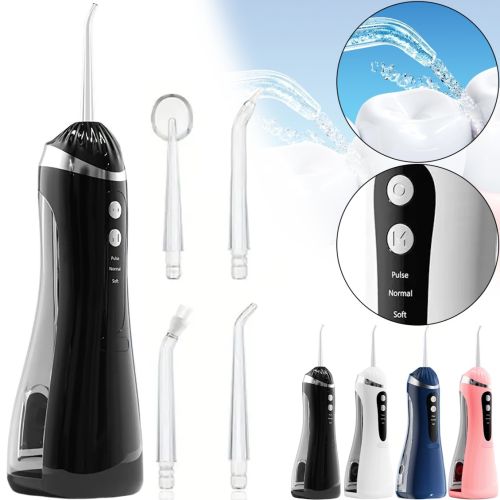 Акумуляторний іригатор Oral Irrigator A6s для порожнини рота з 4 насадками, бездротовий водний ополіскувач 200мл для чищення зубів від USB