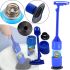 Універсальний вантуз Plumber's Kit Hero для прочищення унітазу і каналізаційних труб з довгою ручкою, Набір для чищення раковини з аерозолем Синій