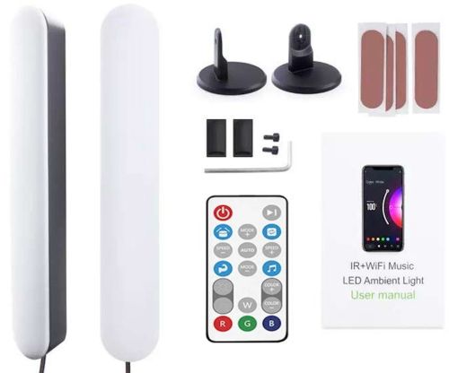 Комплект настольный цветной светильник лампа Ambient Light RGB D16 2 штуки с пультом ДУ, Светодиодные лампы Wi-Fi подсветка 25 см от USB