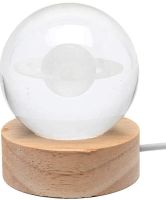 Кришталева куля-нічник Сатурн 3D Creative Visualization Lamp M-8062S світлодіодний LED нічник, Скляна куля світильник на акумуляторі від USB 