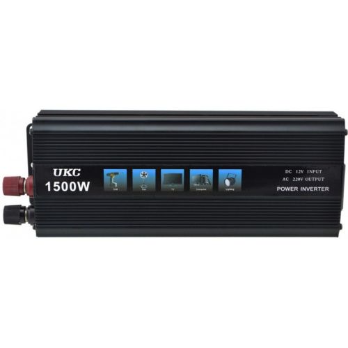Автомобильный инвертор UKC 12V-220V 1500W, авто преобразователь напряжения тока 12В 1500Вт от аккумулятора и прикуривателя с защитой от перегруза