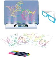 Магічна проекційна дошка для малювання з 3D ефектом 3D Magic Drawing Board, дитячий розвиваючий скляний набір з LED підсвічуванням від 3-х років