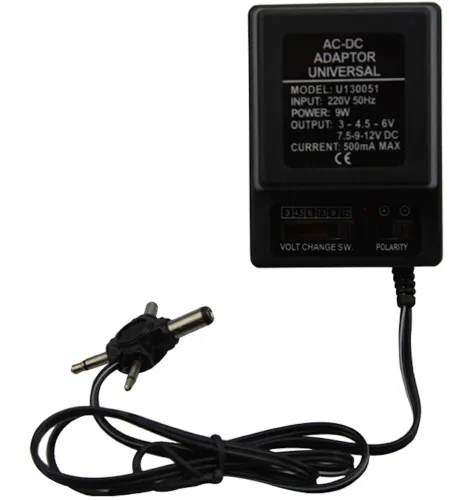 Універсальний блок живлення Ran-Teng RT - 308 9W з регулятором напруги 1.5-12V 500mA, Адаптер з 4 роз'ємами і перемикачем полярності Чорний