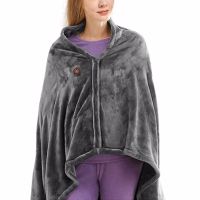Туристичний плед пончо з підігрівом Heating Shawl Blanket JT - 202275 від USB Power Bank електроковдра із застібкою 3 режими нагріву для кемпінгу Сірий