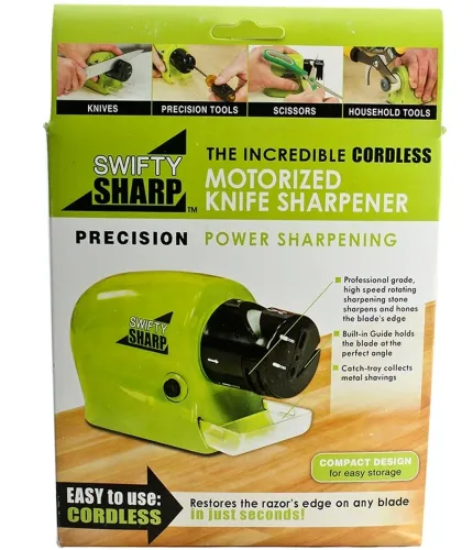 Настільна точилка для заточування полірування ножів і ножиць Swift Sharp WJ24 від батарейок, Електрична ножеточка точило для ножа на батарейках Зелена