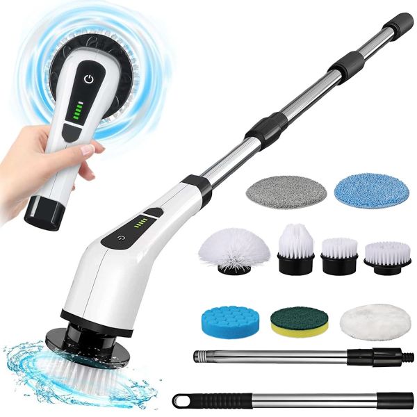 Бездротова щітка Electric Cleaning Brush JY-6010 9в1 з насадками для вологого прибирання, акумуляторна електрощітка ECB-888 з телескопічною ручкою