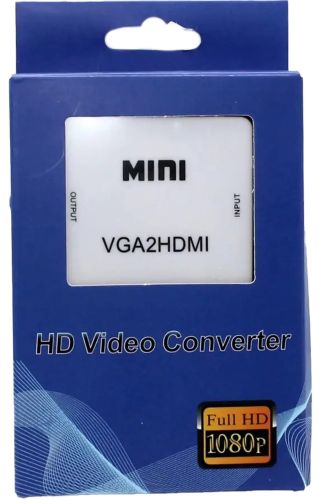 Конвертер переходник VGA на HDMI активный адаптер со звуком и внешним питанием VGA-HDMI Аудио вход 3.5 mm Converter Mini 1080P