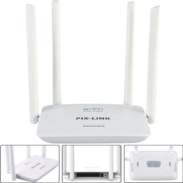 Бездротовий Wi-Fi Роутер маршрутизатор 300 Мбіт / з Pix-link Router LV-WR08, WIFI роутер до 300 Mb/s з 4 зовнішніми антенами і 4 портами Білий
