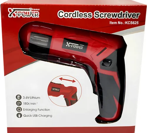 Бездротова акумуляторна викрутка X-POWER KCS625-Z6B 4 Нм електровикрутка револьверного типу 1300mAh електрична з набором біт від USB Червона