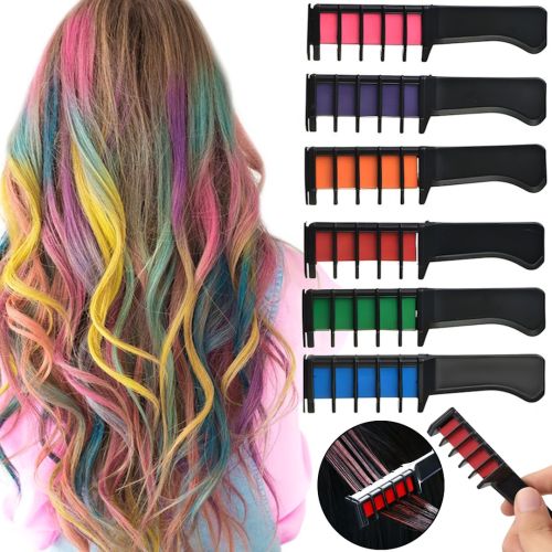 Набор мела для волос Hair Chalk FM227 разноцветные красители 6 шт комплект расчесок с цветными мелками для окрашивания волос детей и взрослых