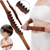 Дерев'яний масажер для тіла Wood Therapy Massage XL-900 ручний акупунктурний валик, скребок Гуаша для зняття болю в м'язах 20 масажних точок 58 см