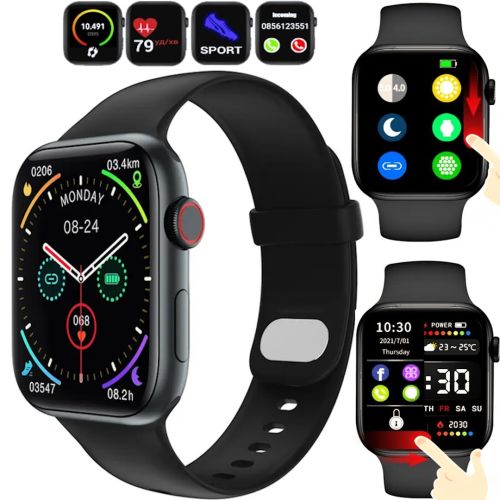 Розумні наручні смарт годинник Smart Watch F21 Black голосовий виклик, функції фітнесу та здоров'я Bluetooth з бездротовою зарядкою IOS Android чорні