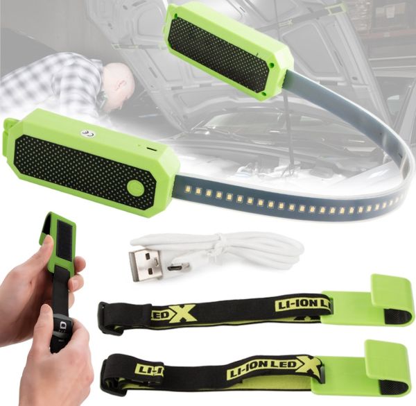 Підсвічування для капота автомобіля Emergency Light Strip m3 Світлодіодна гнучка LED стрічка з ременями світильник на акумуляторі в авто для гаража