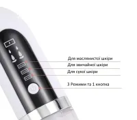 Аккумуляторный вакуумный очиститель пор Face Slimmer для вакуумной очистки кожи лица, Беспроводной аппарат для гидропилинга и пилинга 6 насадок Белый