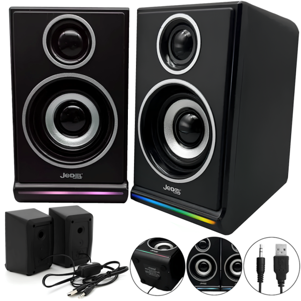 Провідні комп'ютерні колонки Jedel S-578 2.0 6W стерео RGB колонка з регулюванням гучності, акустика з підсвічуванням для ПК і ноутбука від USB
