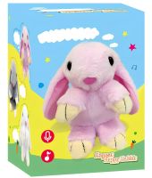 Музичний плюшевий зайчик Repeat Happy Rabbit FJ8888 Pink дитяча м'яка іграшка заєць із підсвічуванням і звуковими ефектами на акумуляторі від USB