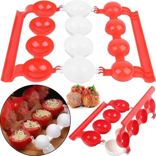 Форма для виготовлення фаршированих м'ясних кульок Stuffed Ball Maker RS-45 фрикадельок з начинкою на 4 клітинки для приготування котлет з пластику