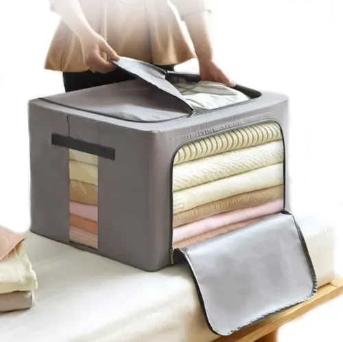 Складаний органайзер чохол Non-Woven Box AND242 для зберігання одягу та постільної білизни 50x40x31 см Великий кофр коробка бокс для речей з ручками