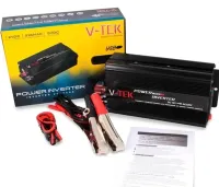 Автомобильный инвертор V-TEK PowerMaxx SSK-2000W 12V-220V от прикуривателя и аккумулятора, Авто преобразователь напряжения тока 12В 2000Вт, Черный