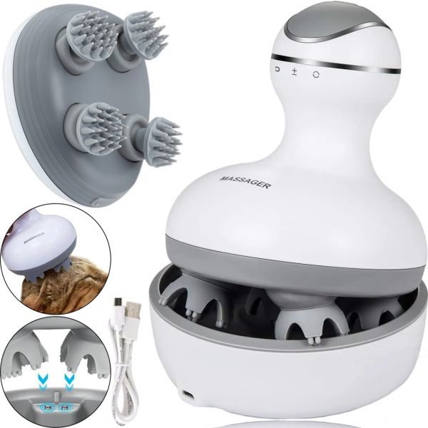 Бездротовий водонепроникний масажер Smart Scalp Massager ST-701 для голови, шиї і плечей акумуляторний масажер для кішок і собак Verte-X 3D Білий