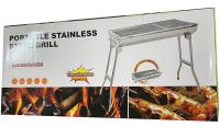 Переносний розкладний мангал Stainless Steel Grill GP-4273 для шашлику і барбекю, Гриль зі знімною сіткою 48х33х59 см на деревному вугіллі і дровах
