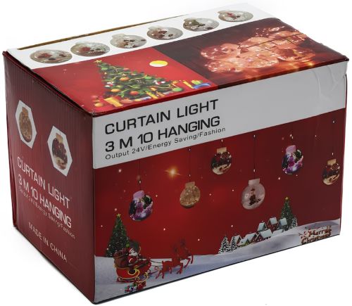 Внутренняя гирлянда штора Curtain Light Шар с елкой 3 м 10 шаров 200 LED диодов WW новогодняя светодиодная занавес на окно Теплая белая 3мх70см 220V