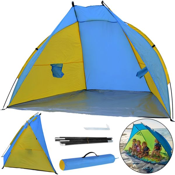 Пляжний двомісний намет-тент «Ракушка» Send Tent WM-0T103, синій, 210×120×105 см — автоматичний туристичний намет-тент із каркасом для кемпінгу
