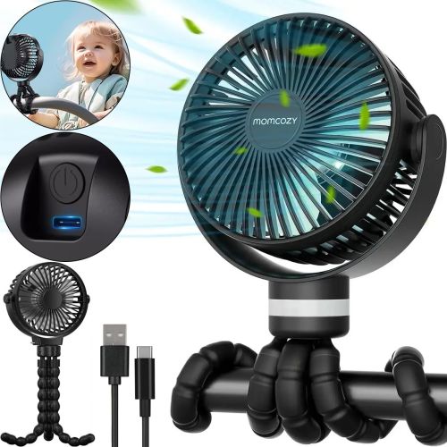 Настільний вентилятор Momcozy з гнучким штативом для дитячих візків, Акумуляторний охолоджувач повітря восьминіг з гнучким кріпленням 3 режими роботи