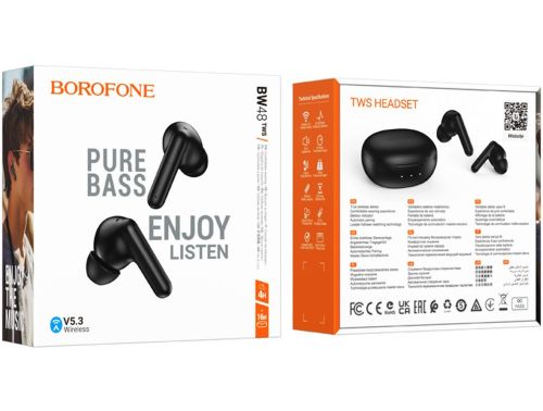 Бездротові Bluetooth навушники Double Borofone bw48 Enlighten сенсорні вакуумні навушники-гарнітура з шумозаглушенням і мікрофоном USB чорні
