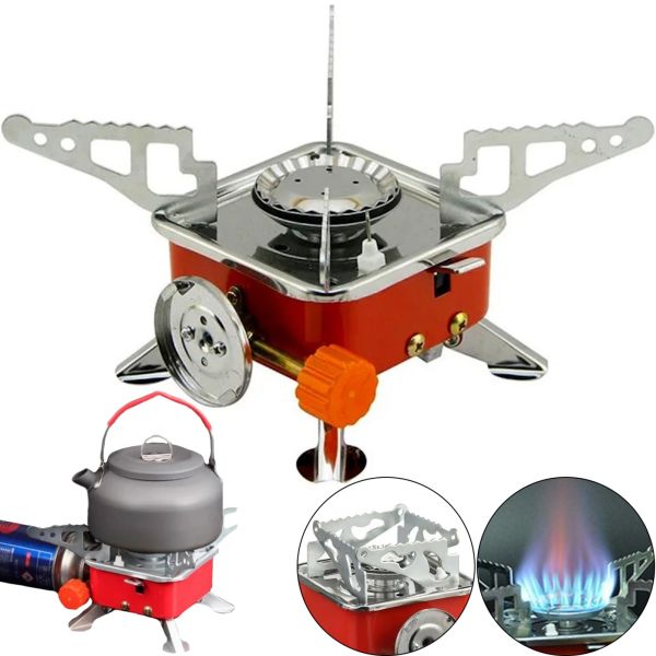 Туристичний газовий пальник плита таганок Kovar MB-K202 для приготування їжі з цанговим кріпленням під газові балони і п'єзопідпалом Червоний