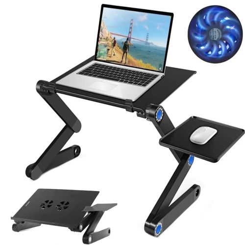 Складной столик трансформер для ноутбука Laptop Table T8 с USB-охлаждением и подставкой для мышки, Раскладной стол для ноутбуков с вентилятором