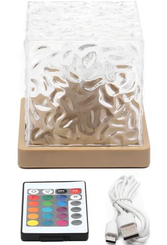Настільна лампа нічник Північне сяйво Dynamic Water Pattern Light NK-22 світлодіодний RGB LED світильник Куб CB8026 з пультом, проектор 16 кольорів USB