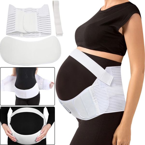 Еластичний бандаж Vitaly Prenatal Belt NJ-138 для вагітних допологовий і післяпологовий, дихаючий пояс для підтримки живота і спини на липучках Білий