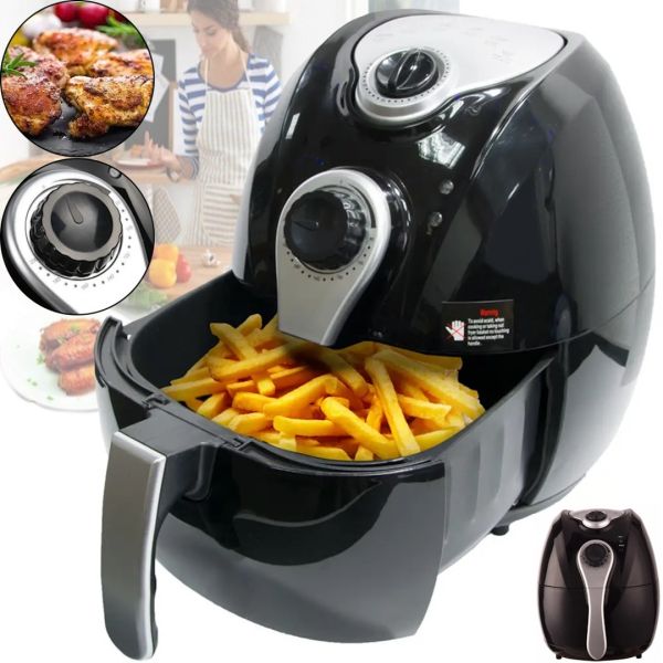 Аерофритюрниця мультипіч Domotec Airfryer Ms-3220 4.5 л з функцією аерогрилю для приготування їжі без масла 1300W, безмаслянная фритюрниця Чорна