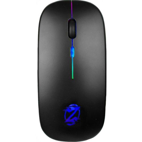 Бездротова комп'ютерна мишка Zornwee AP100 Bluetooth з RGB підсвічуванням на акумуляторі, ігрова акумуляторна миша BauTech з 2.4 GHZ для комп'ютера Чорна