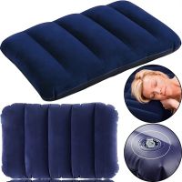 Туристическая надувная подушка Intex Inflatable Pillow 68672 47x30 см флокированная для плавания и путешествий Накладка под голову для кемпинга Синяя