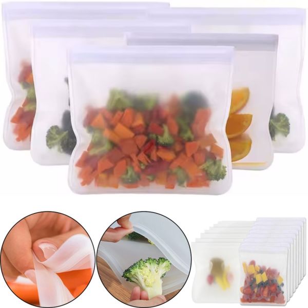 Багаторазові вакуумні пакети Slip Lock Storage Bag ly-435 15 штук для збереження продуктів Комплект силіконових пакетів для зберігання їжі прозорі