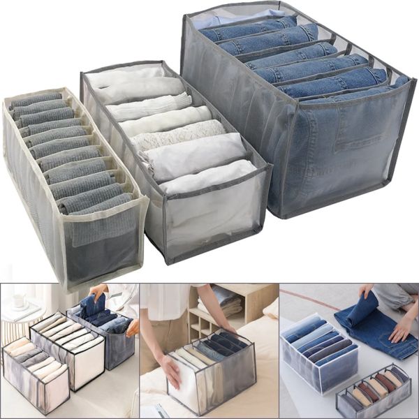 Набір органайзерів для зберігання речей Box Closet Organize 3 штуки, комплект для організації одягу в шафі відсіки для сортування на 7 клітинок