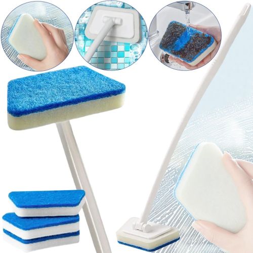 Щітка для чищення ванни і плитки Glass Eraser LY-516 2 в 1 трапецієподібна губка для миття підлоги, стін і вікон з довгою ручкою і змінними насадками
