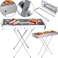 Переносний розкладний мангал Barbecue Tray 770T MD-008 8009 портативний вугільний, дров'яної гриль зі знімною решіткою, складаний барбекю з сіткою