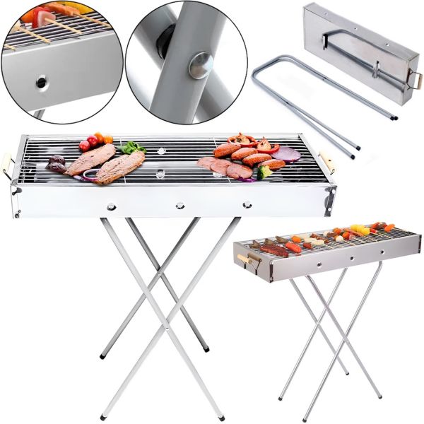Переносний розкладний мангал Barbecue Tray 770T MD-008 8009 портативний вугільний, дров'яної гриль зі знімною решіткою, складаний барбекю з сіткою