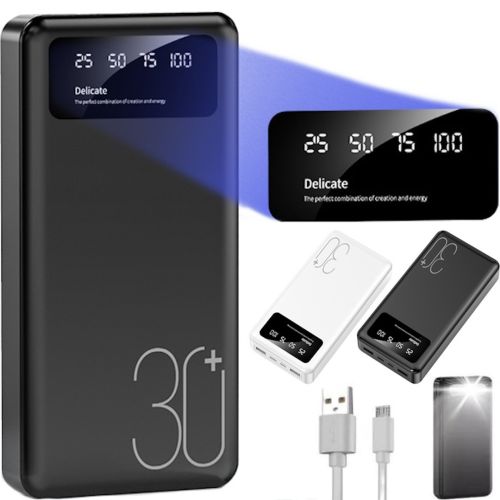 Зарядное устройство УМБ Power Bank 30000 mAh Martec Delicate 2xUSB с фонариком, Портативна батарея повербанк Внешний аккумулятор зарядка для телефона