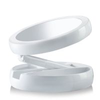 Настільне кругле Косметичне дзеркало з LED підсвічуванням My Fold Away для макіяжу, складне збільшувальне 10x дзеркало трансформер з органайзером